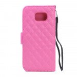 Wholesale Samsung Galaxy S6 Quilted Flip Leather Wallet Case with Strap (Hot Pink)